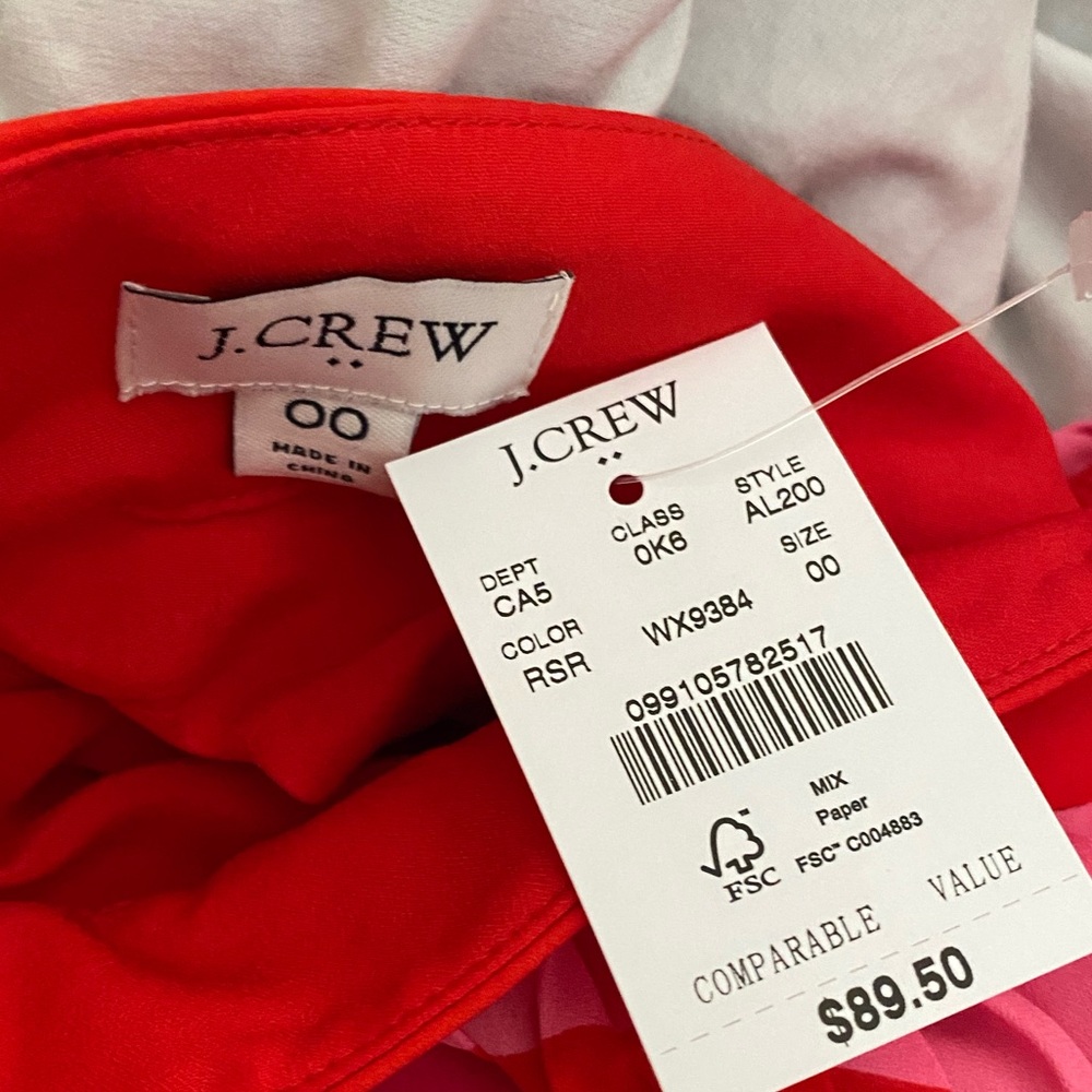 NWT J. Crew Pleated Striped Pink Red Skirt - Picture 5 of 5